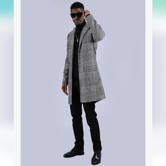 uaneo Other - Uaneo Plaid Mid Length Single Breasted Coat Unisex Peacoat